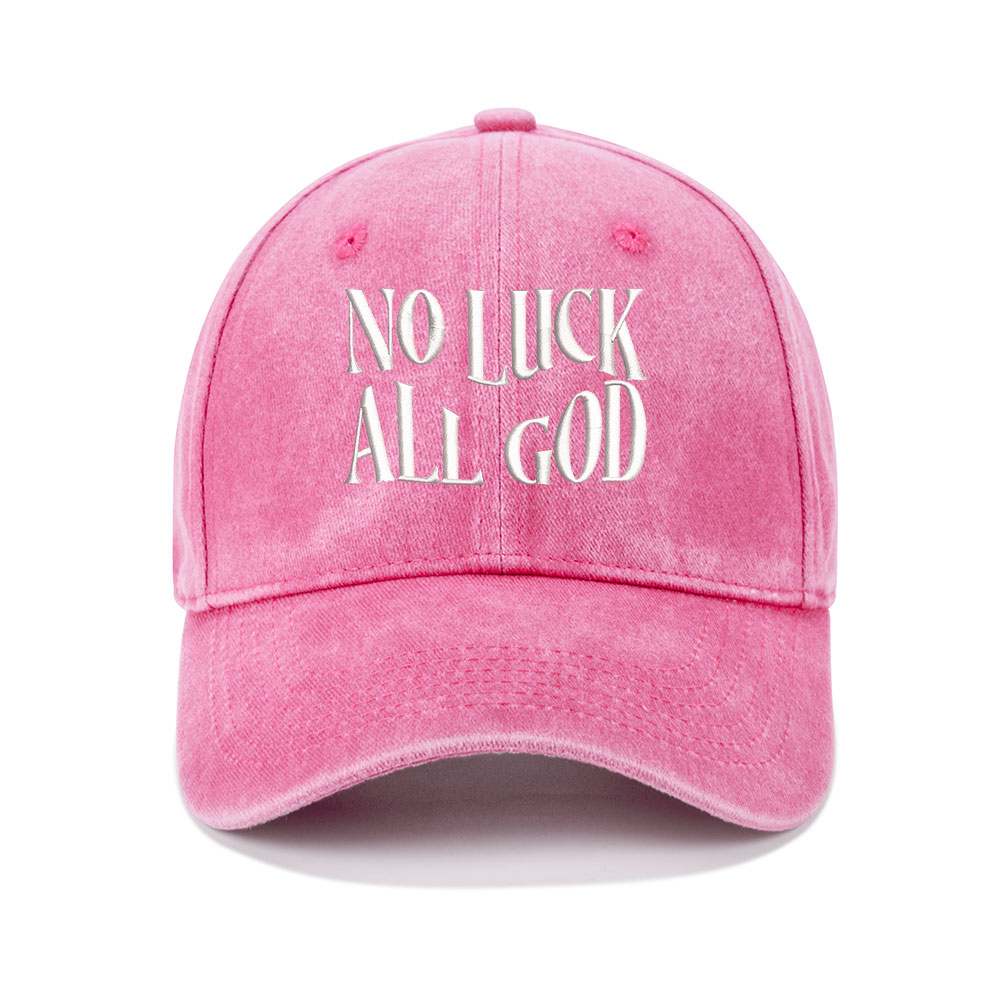 No Luck All God Christian Washed Hat-Teevibe