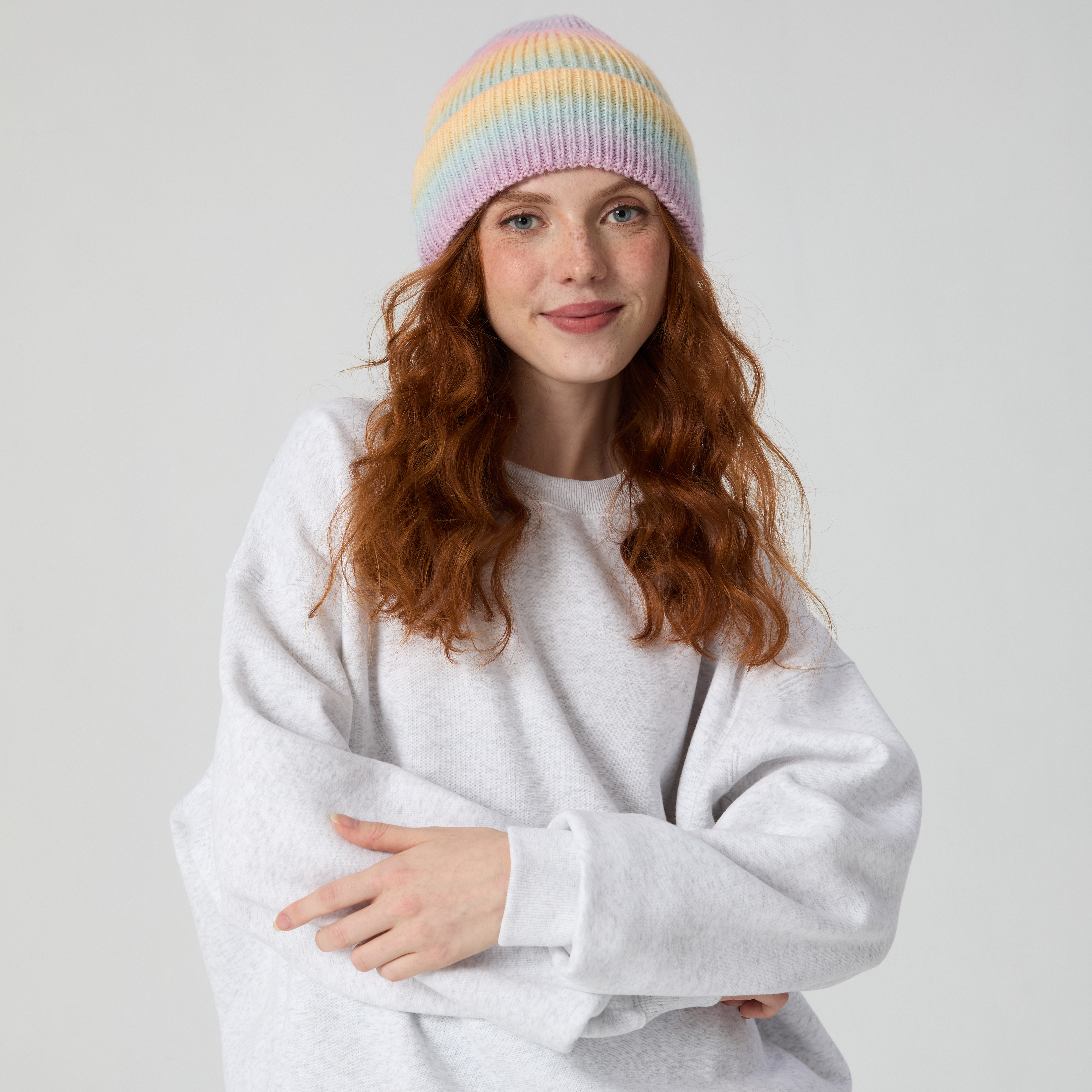 Winter Rainbow Gradient Knit Hat-Teevibe