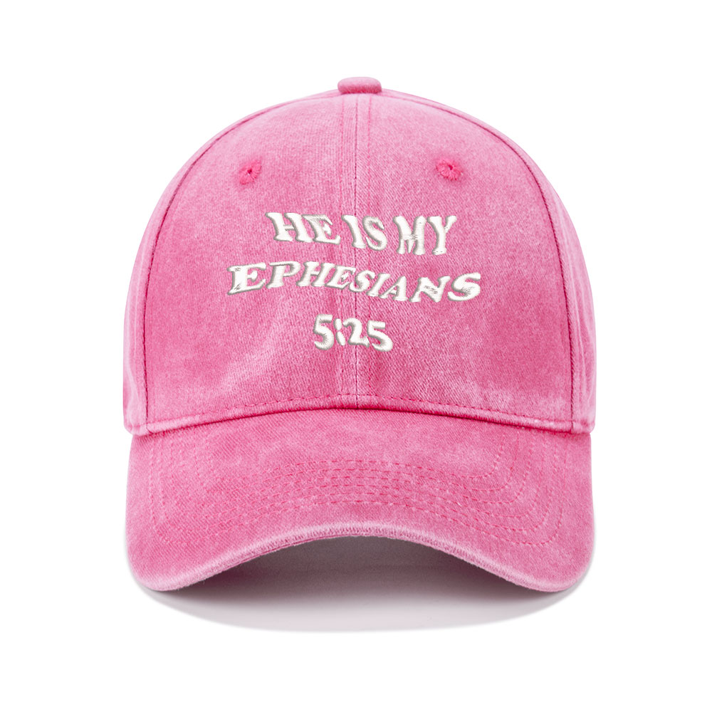 He Is My Ephesians Christian Couple Washed Hat-Teevibe