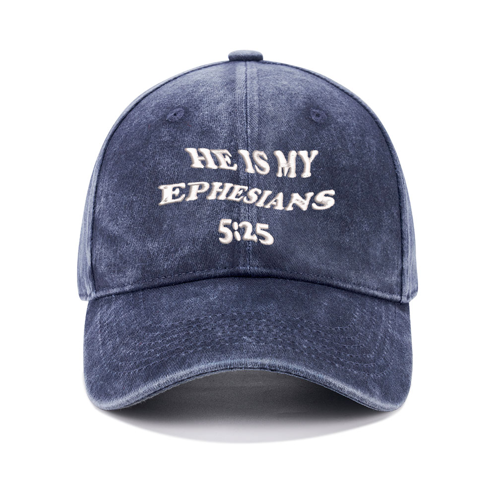 He Is My Ephesians Christian Couple Washed Hat-Teevibe