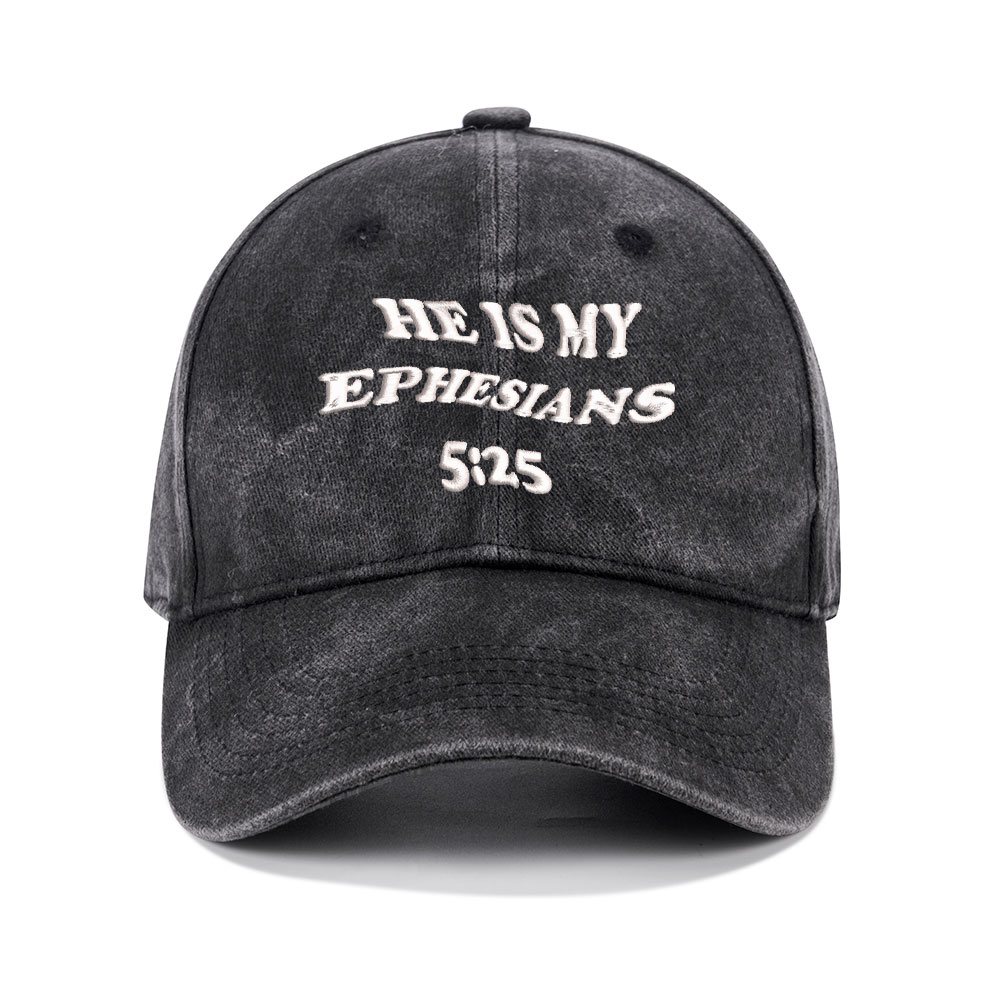 He Is My Ephesians Christian Couple Washed Hat-Teevibe