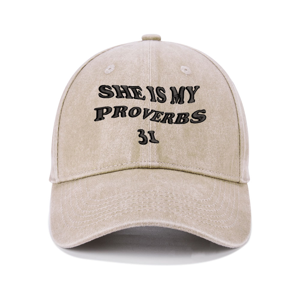 She Is My Proverbs Christian Couple Washed Hat-Teevibe