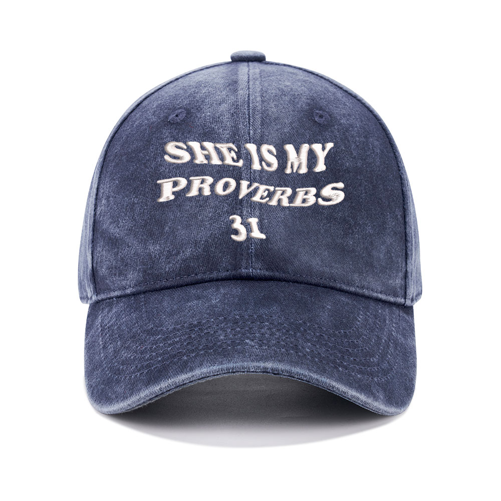She Is My Proverbs Christian Couple Washed Hat-Teevibe