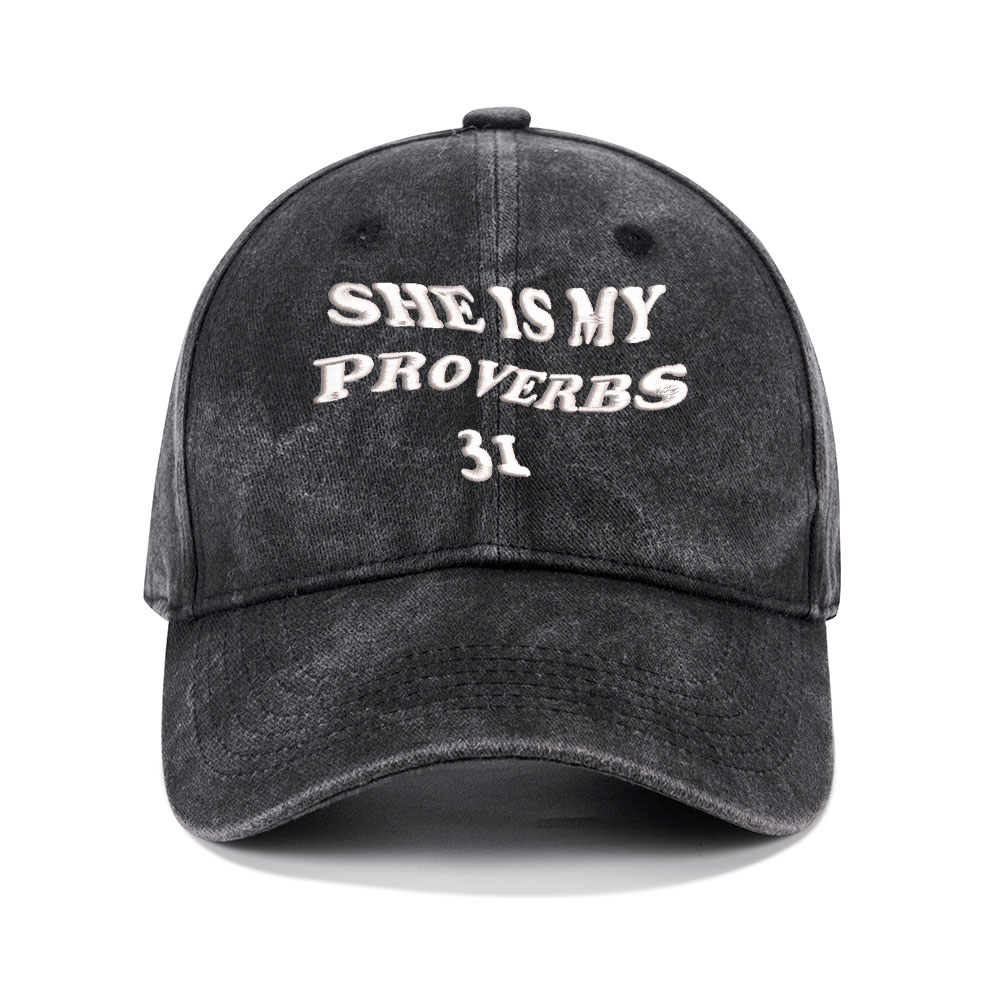 She Is My Proverbs Christian Couple Washed Hat-Teevibe