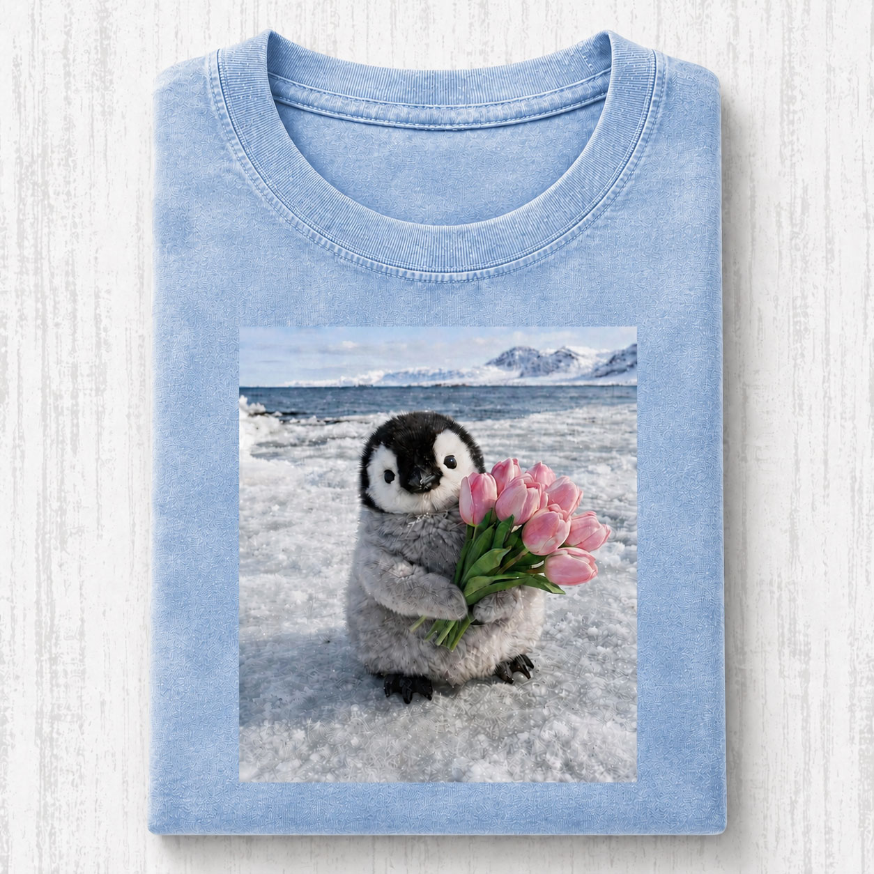 Tulip Bouquet Penguin Vintage Comfort Tee-Teevibe