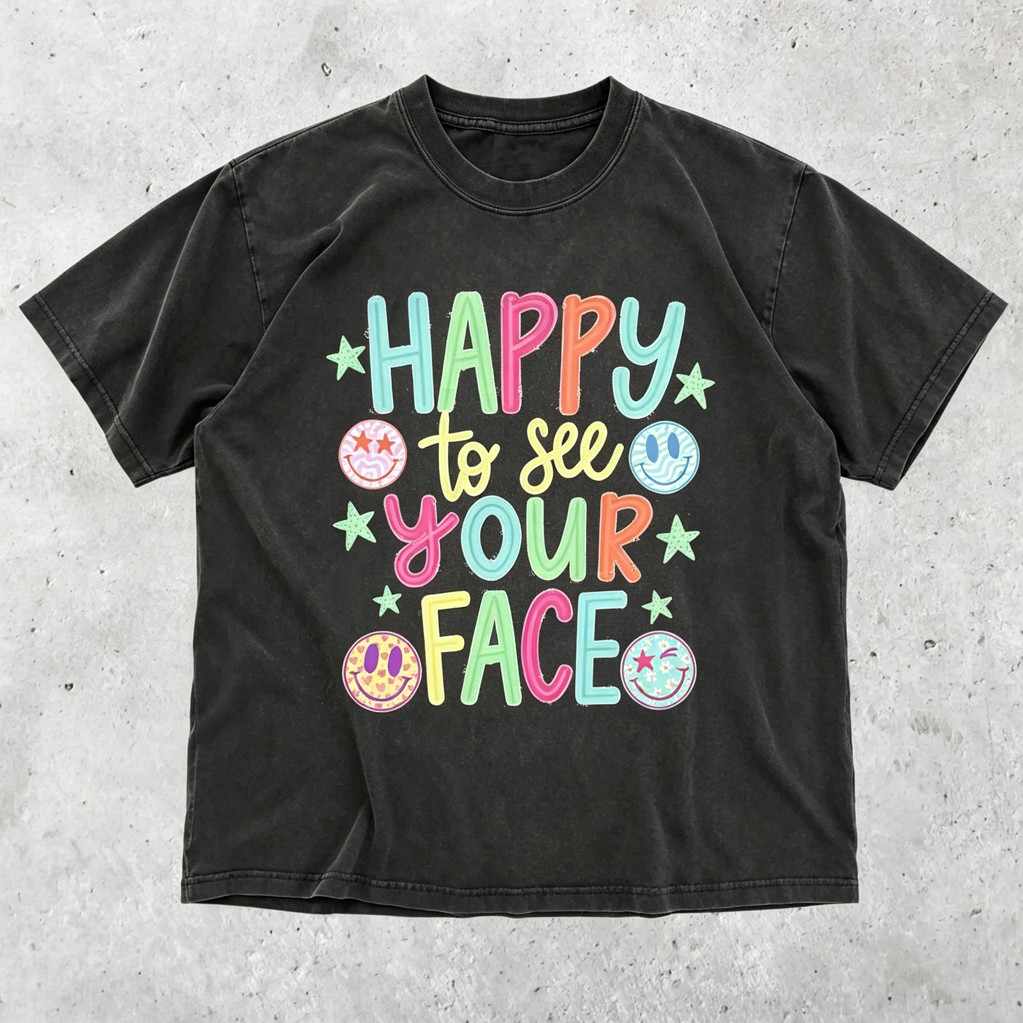 Happy To See Your Face Vintage Washed T‑Shirt