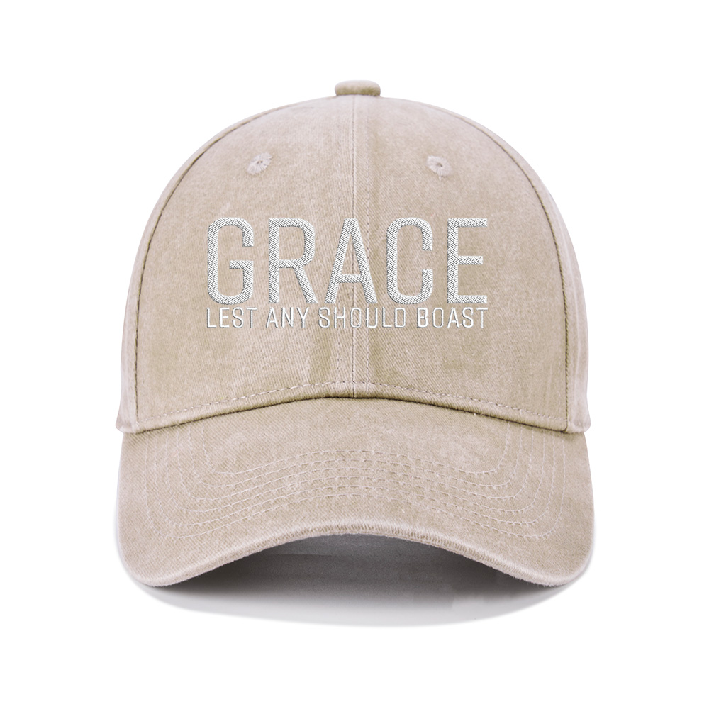 Grace Lest Any Should Boast Christian Washed Hat-Teevibe