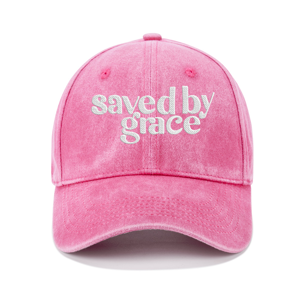 Save By Grace Christian Washed Hat-Teevibe