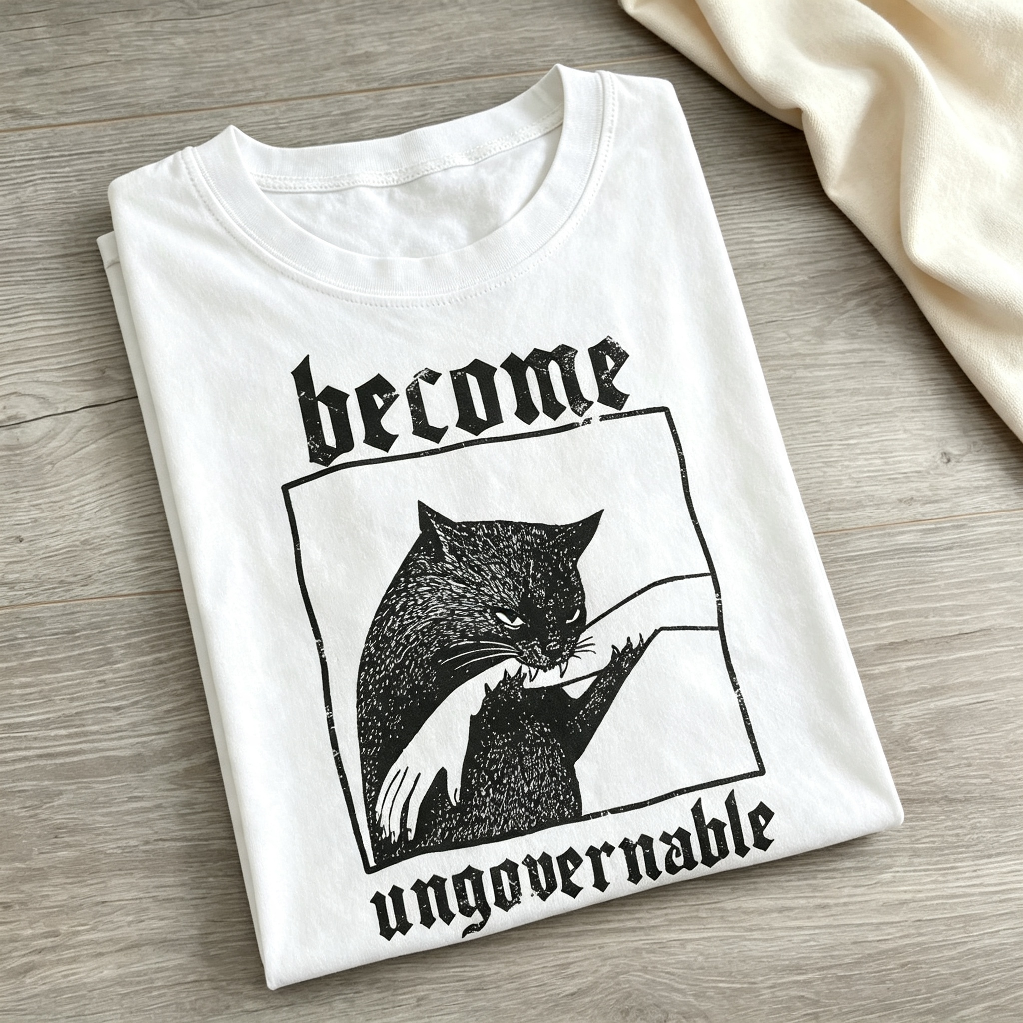 Become Ungovernable Funny Graphic Cat T-shirt