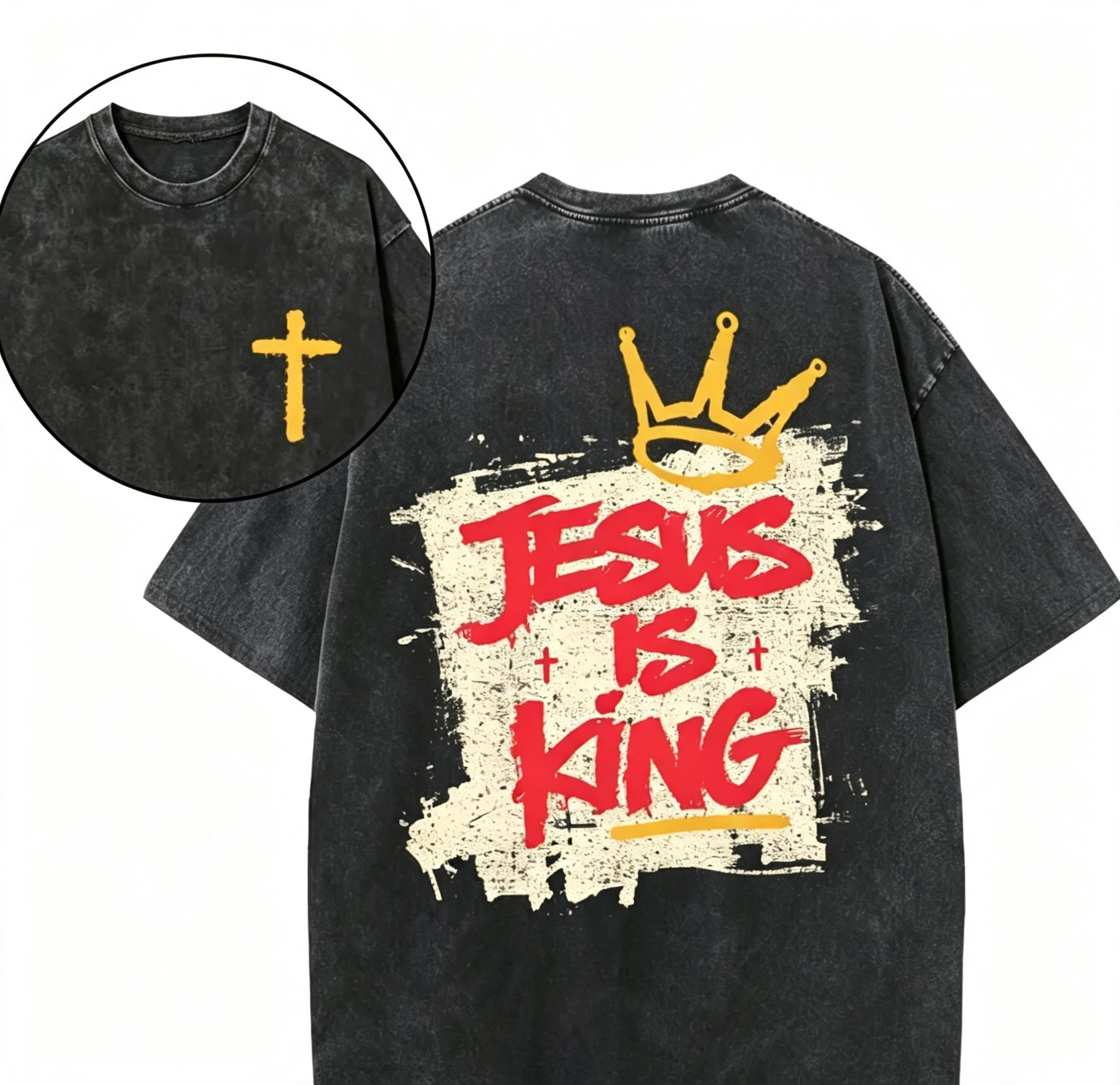 Jesus Is King Christian Washed T-Shirt