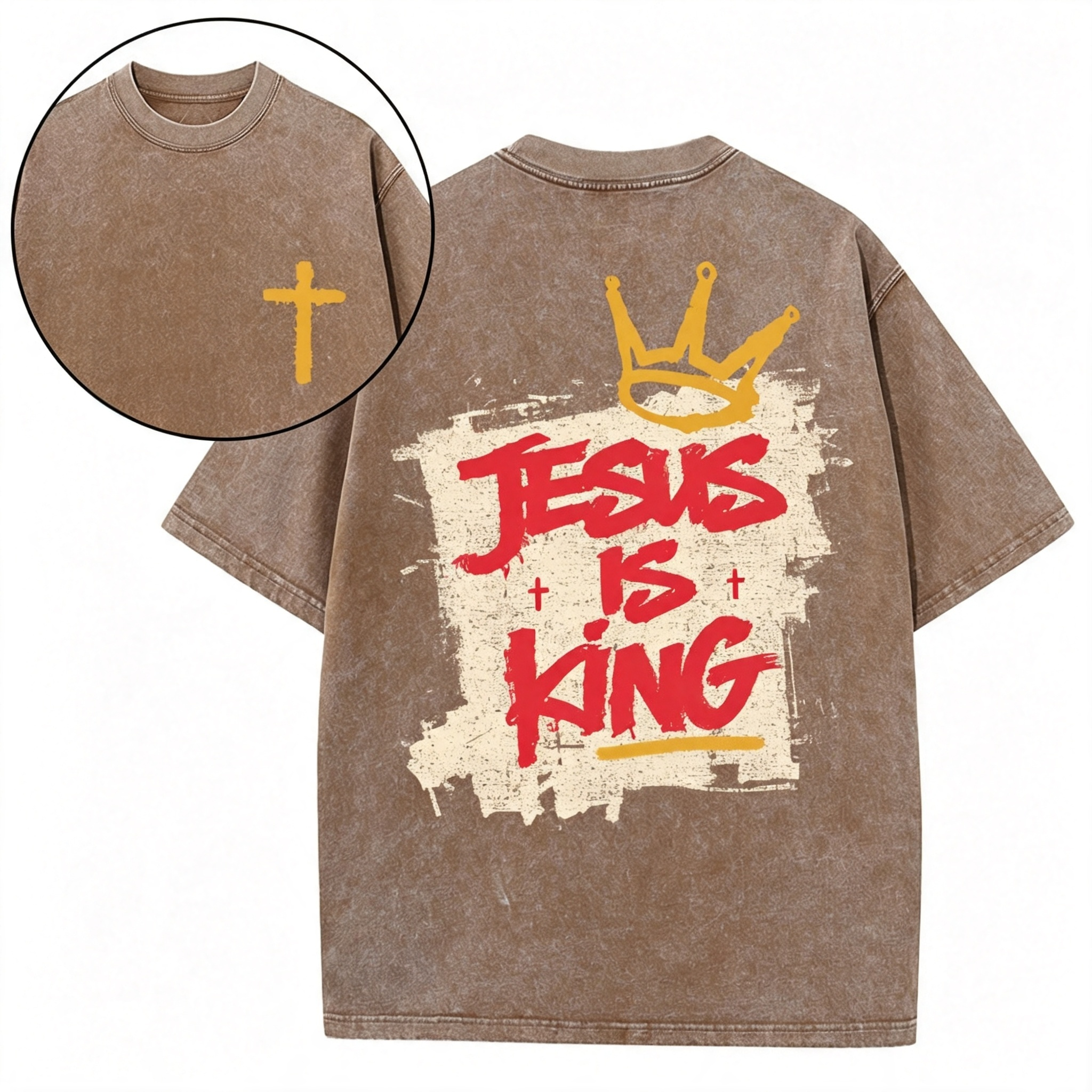 Jesus Is King Christian Washed T-Shirt