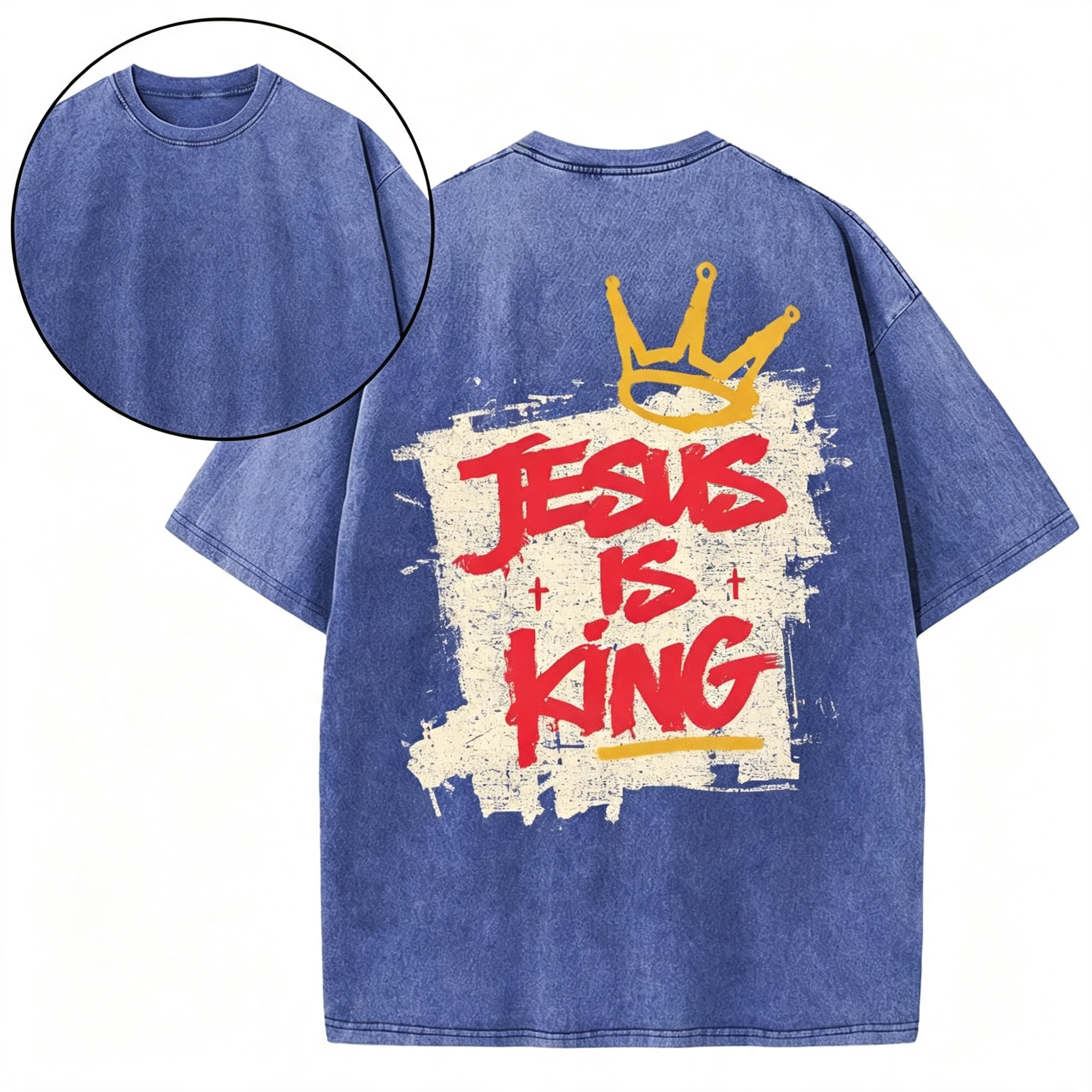 Jesus Is King Christian Washed T-Shirt