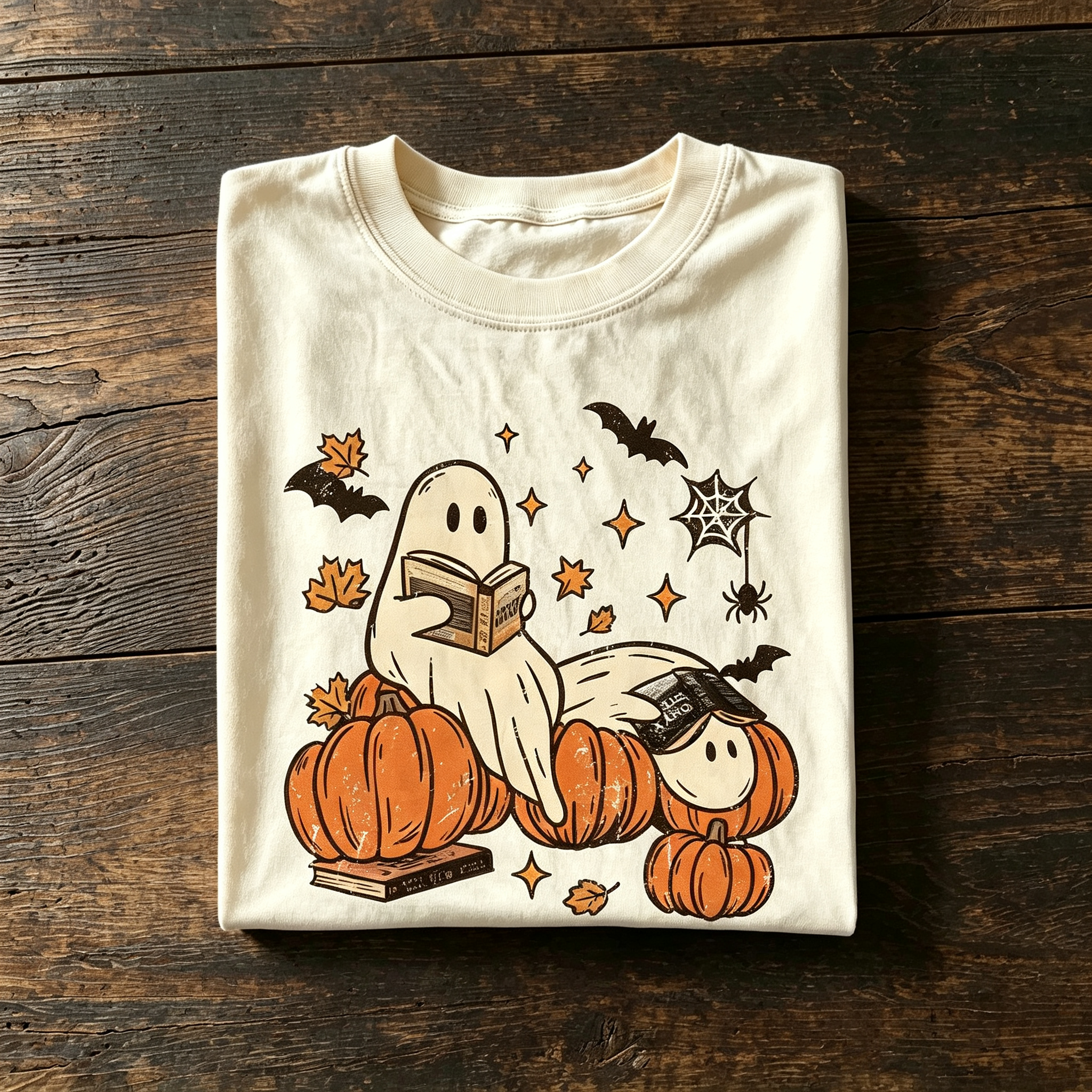 Reading Ghost Book Lover Halloween Graphic T‑Shirt