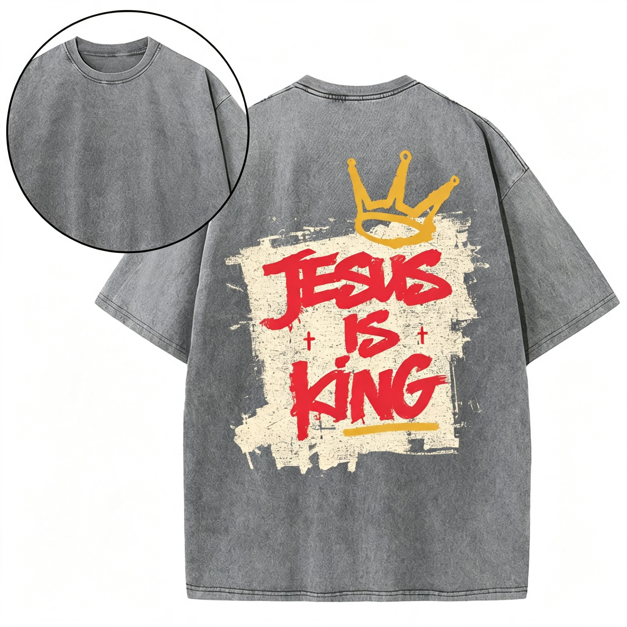 Jesus Is King Christian Washed T-Shirt