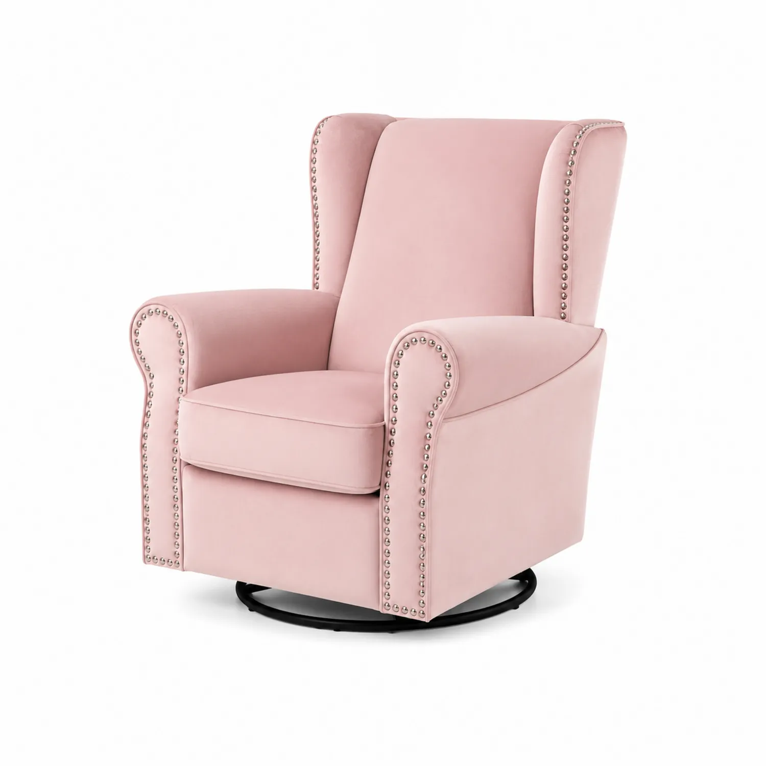 Poltrona girevole in velluto con borchie