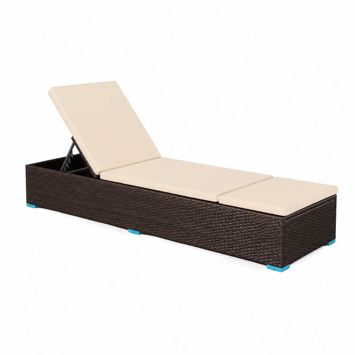 Lettino prendisole in rattan con cuscini crema