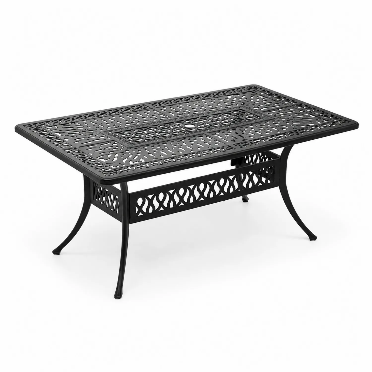 Tavolo da Giardino Rettangolare in Alluminio Nero