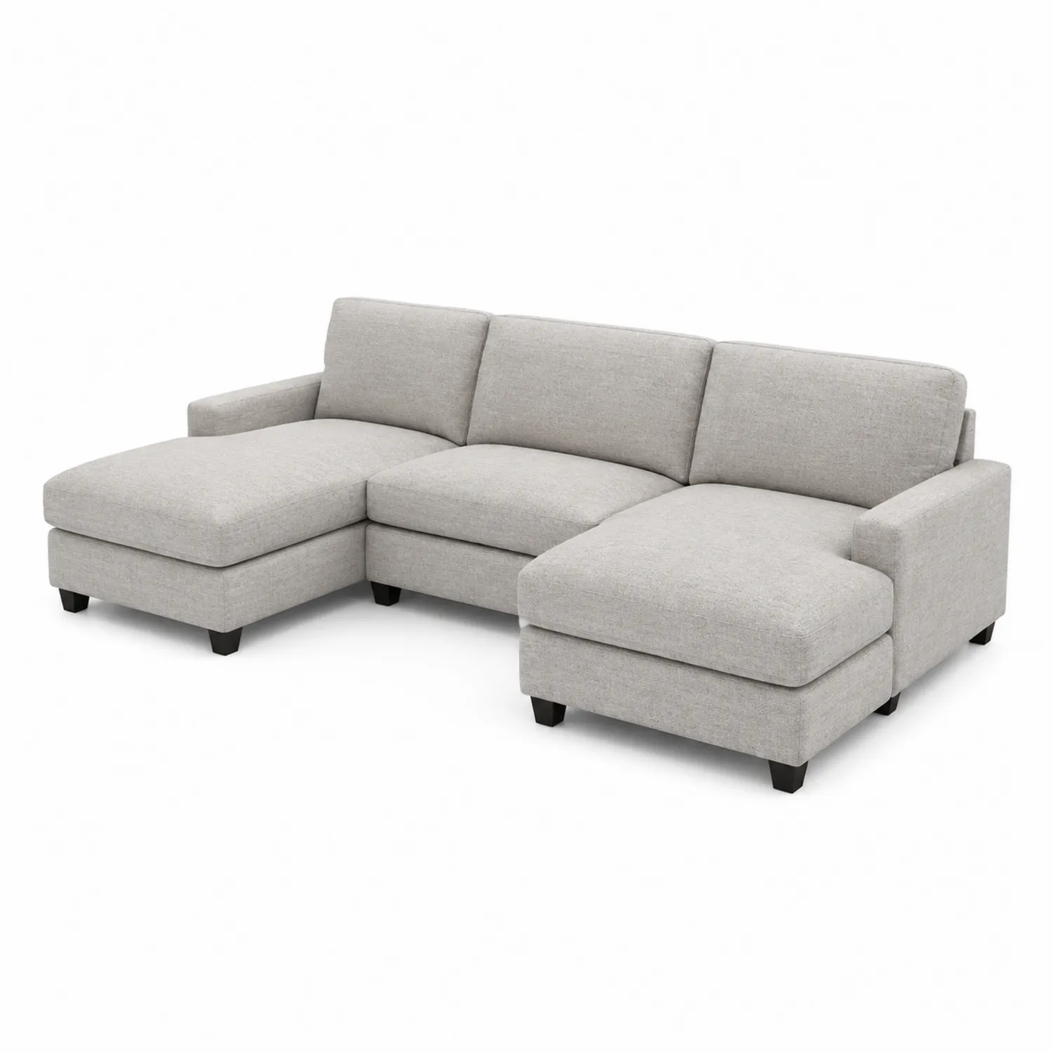 Divano ad angolo con chaise longue in tessuto grigio