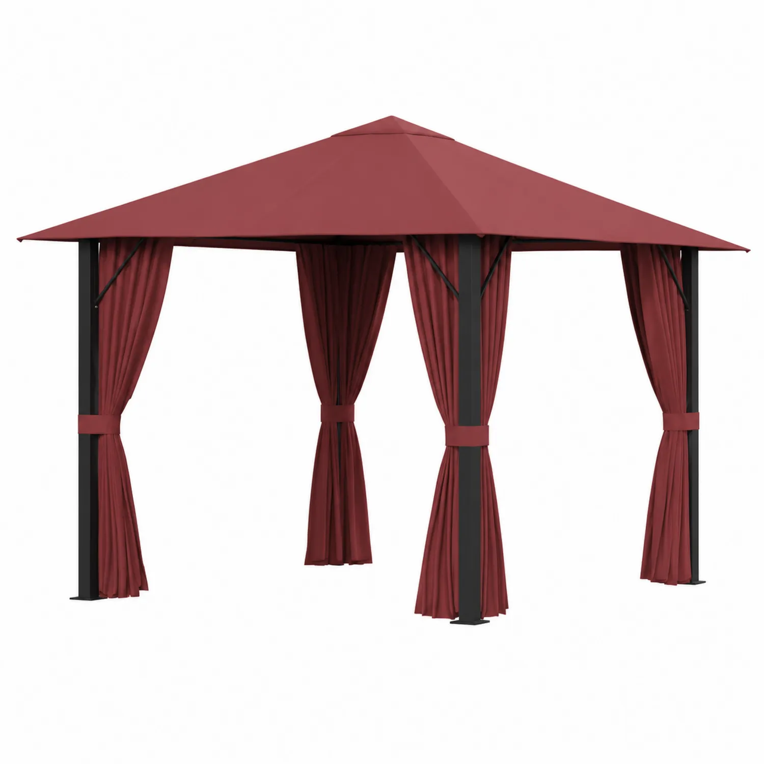 Gazebo quadrato 3x3m in metallo e poliestere Rosso