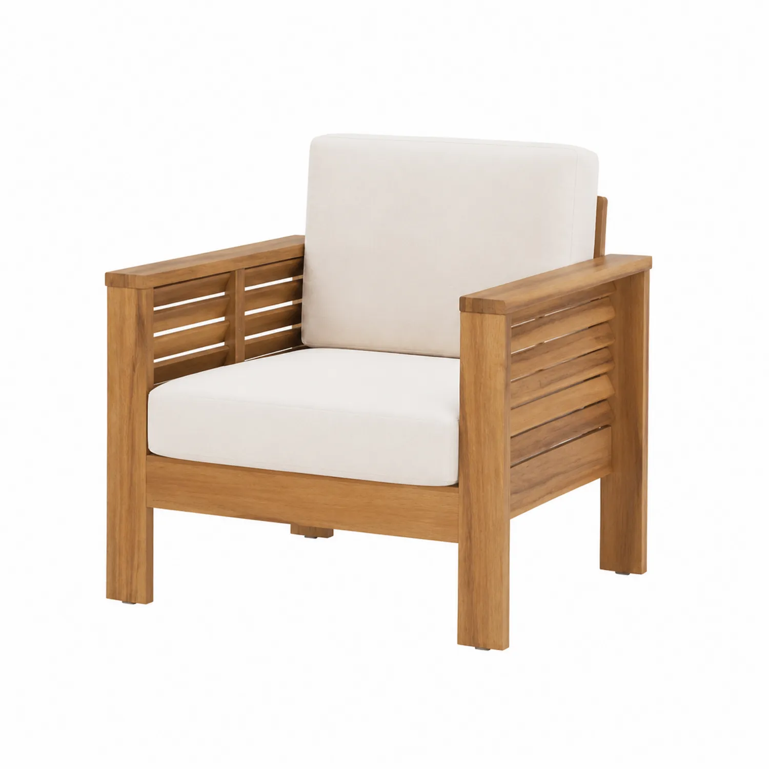 Poltrona in legno di teak con cuscini in poliestere