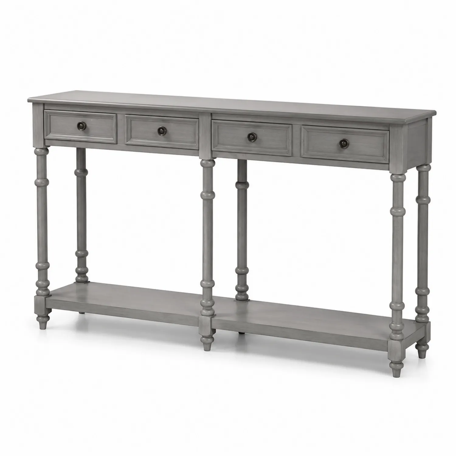 Consolle con Cassetti in Legno di Pino Grigio 120x30x85 cm