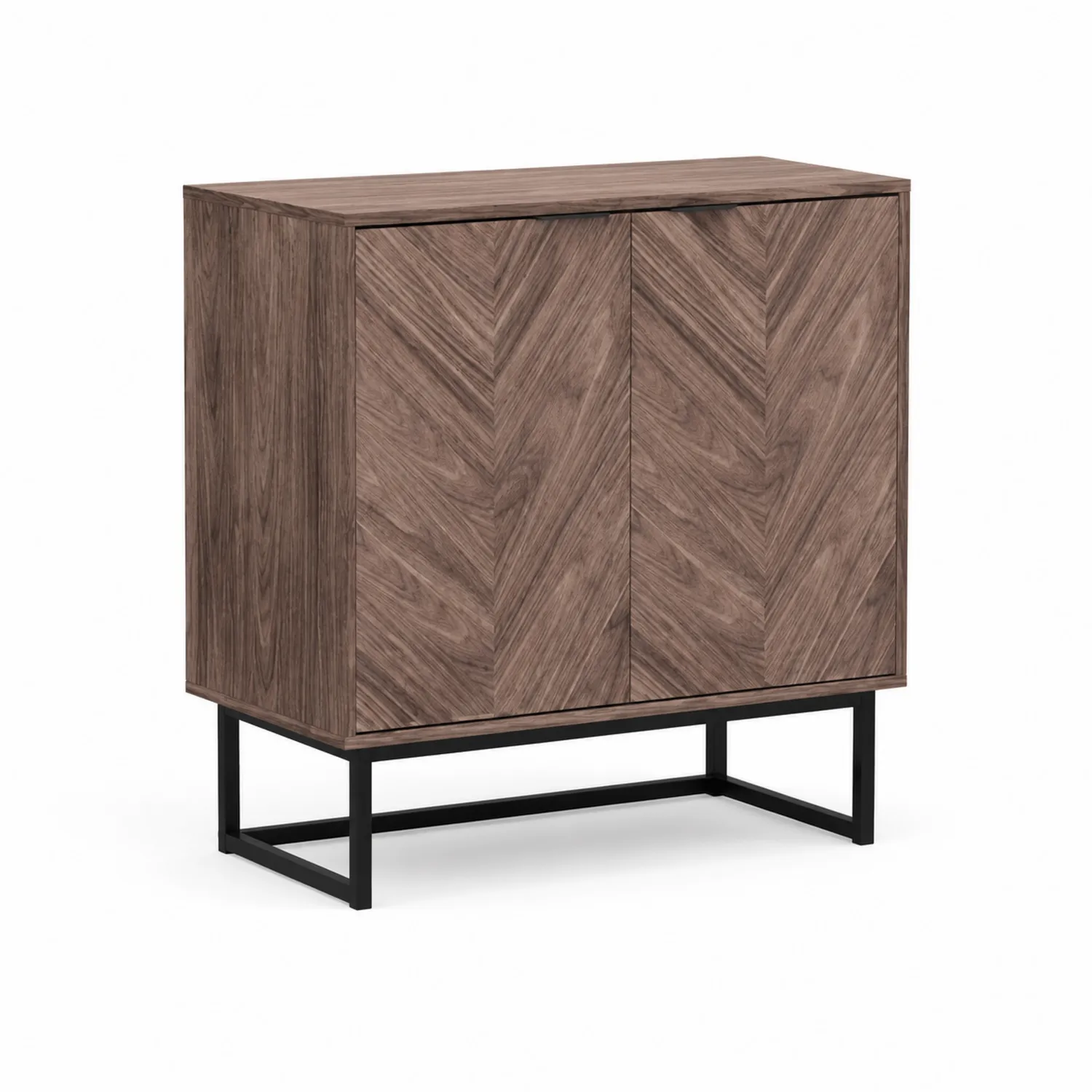 Credenza in legno di noce con struttura in metallo