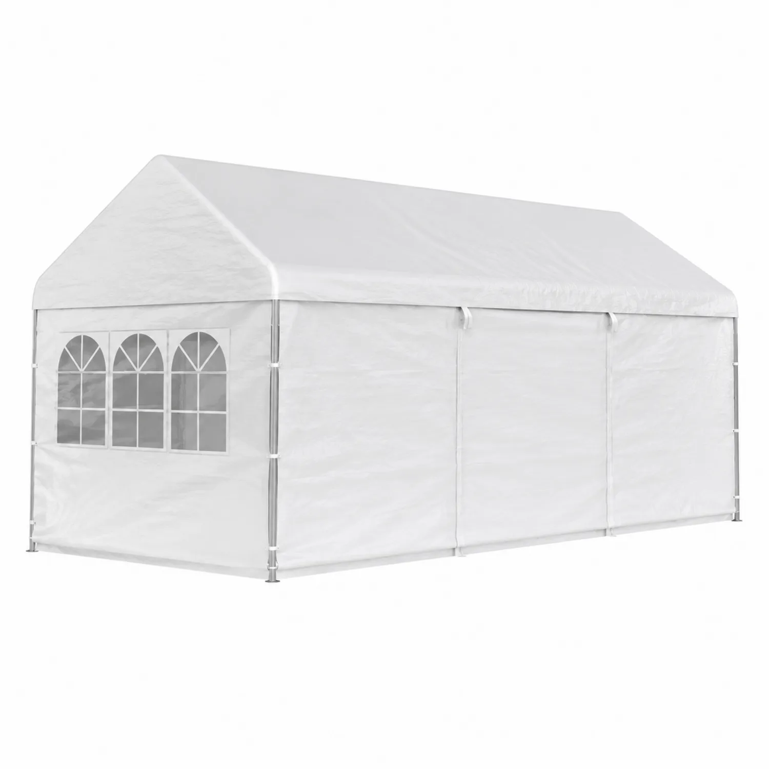 Gazebo rettangolare in acciaio e polietilene bianco 6x3 m