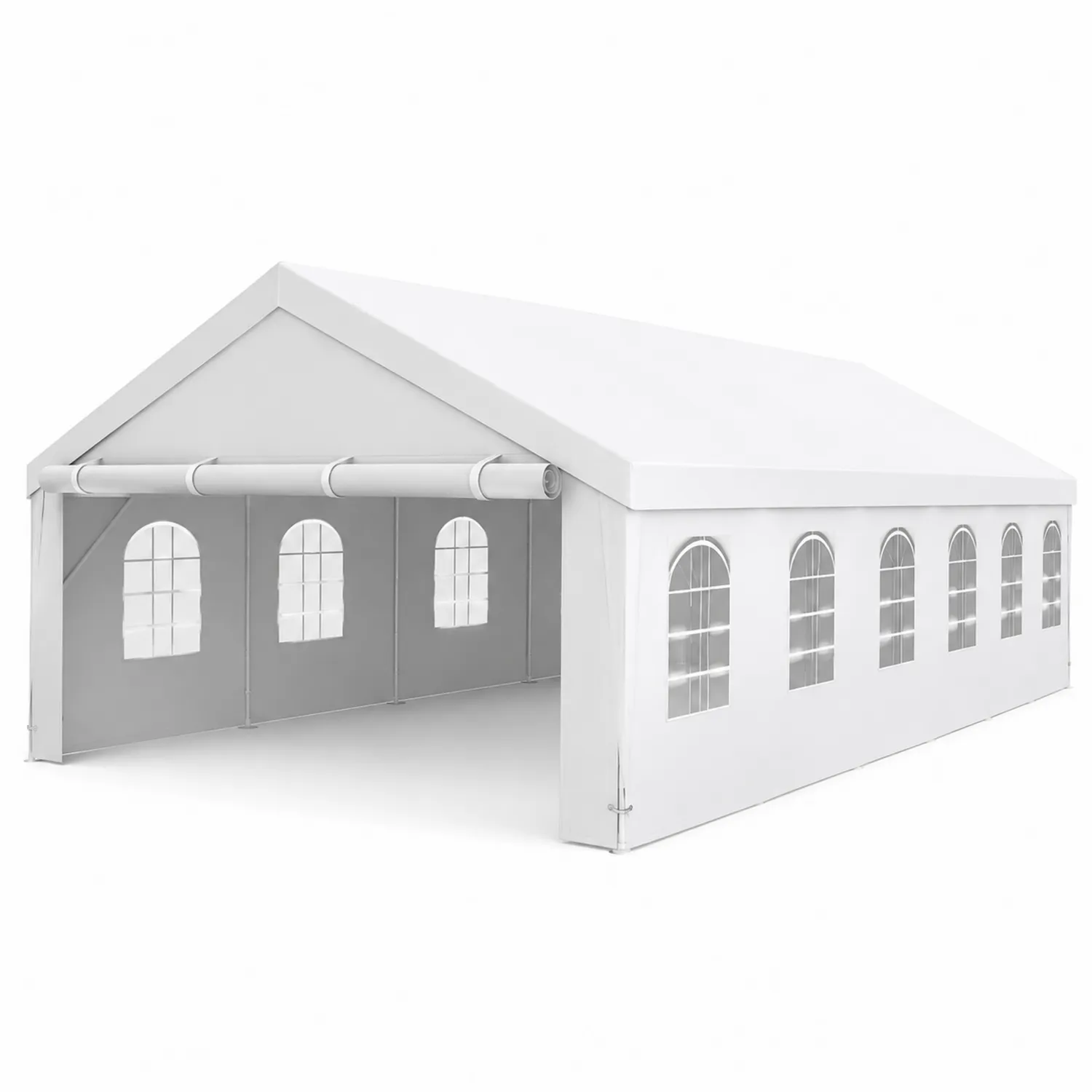 Tenda da Esterno 6x12 m in PVC e Acciaio Bianco