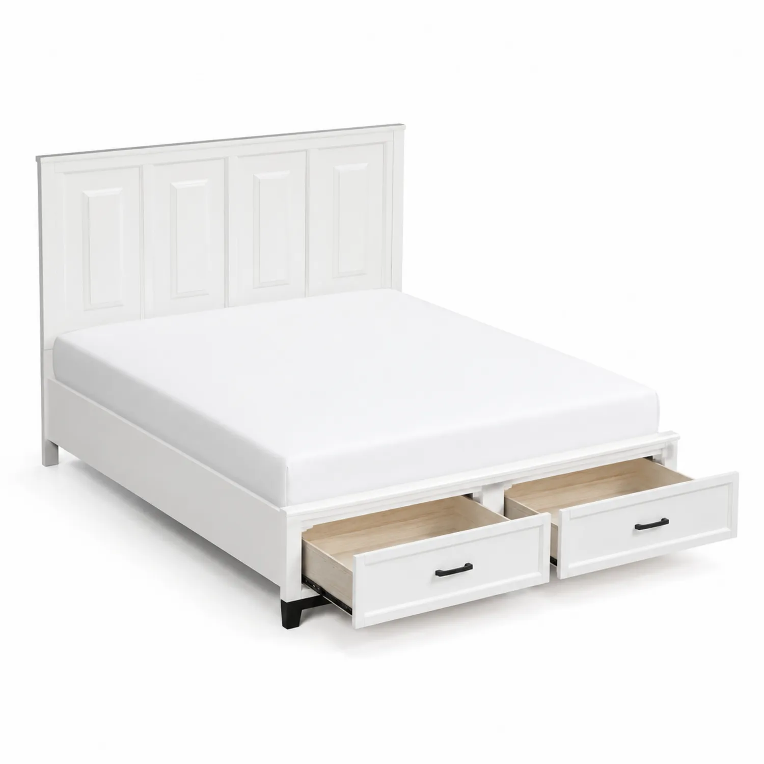 Letto Matrimoniale in Legno con Cassetti Bianco 200x160 cm