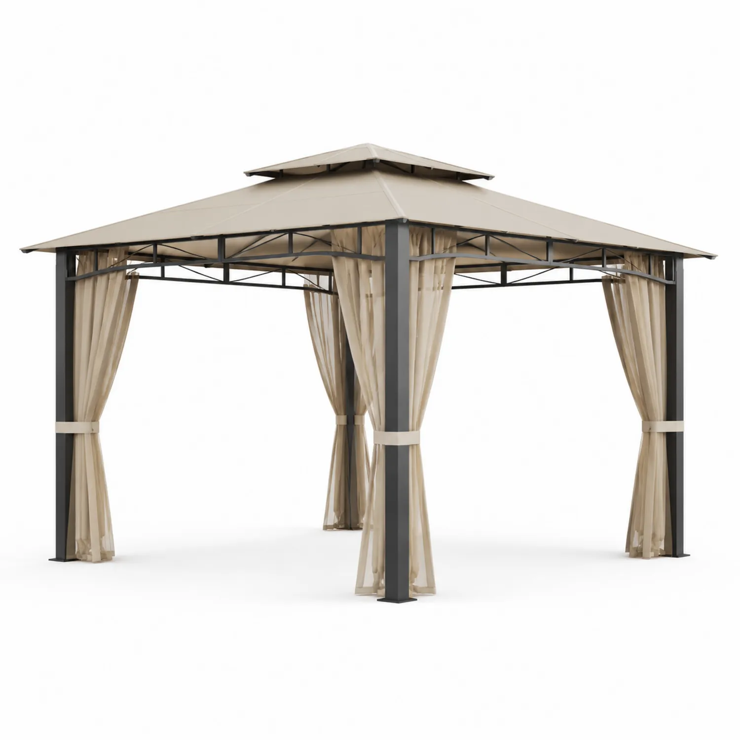 Gazebo da Giardino 3x3 m in Acciaio e Tessuto Poliestere