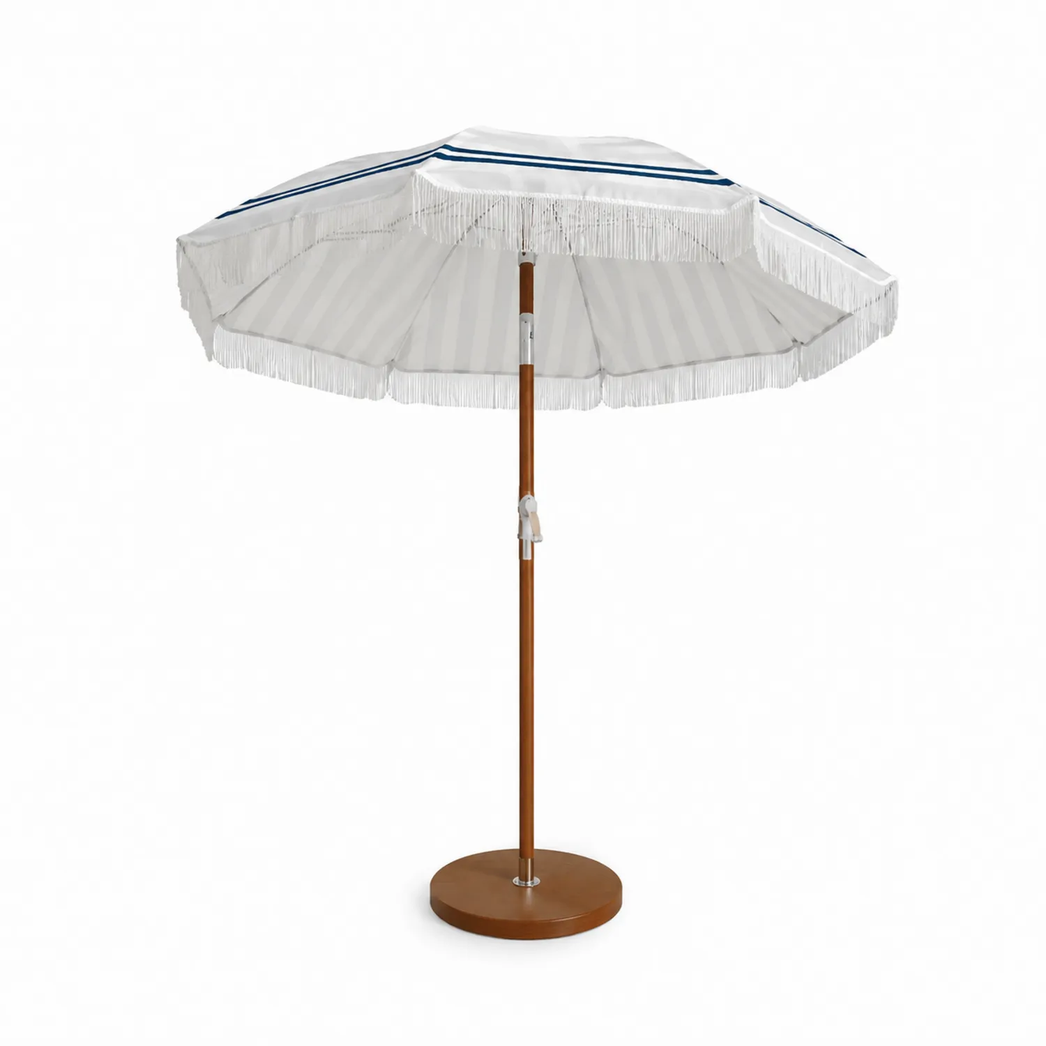 Ombrellone rotondo in legno e poliestere bianco 180 cm
