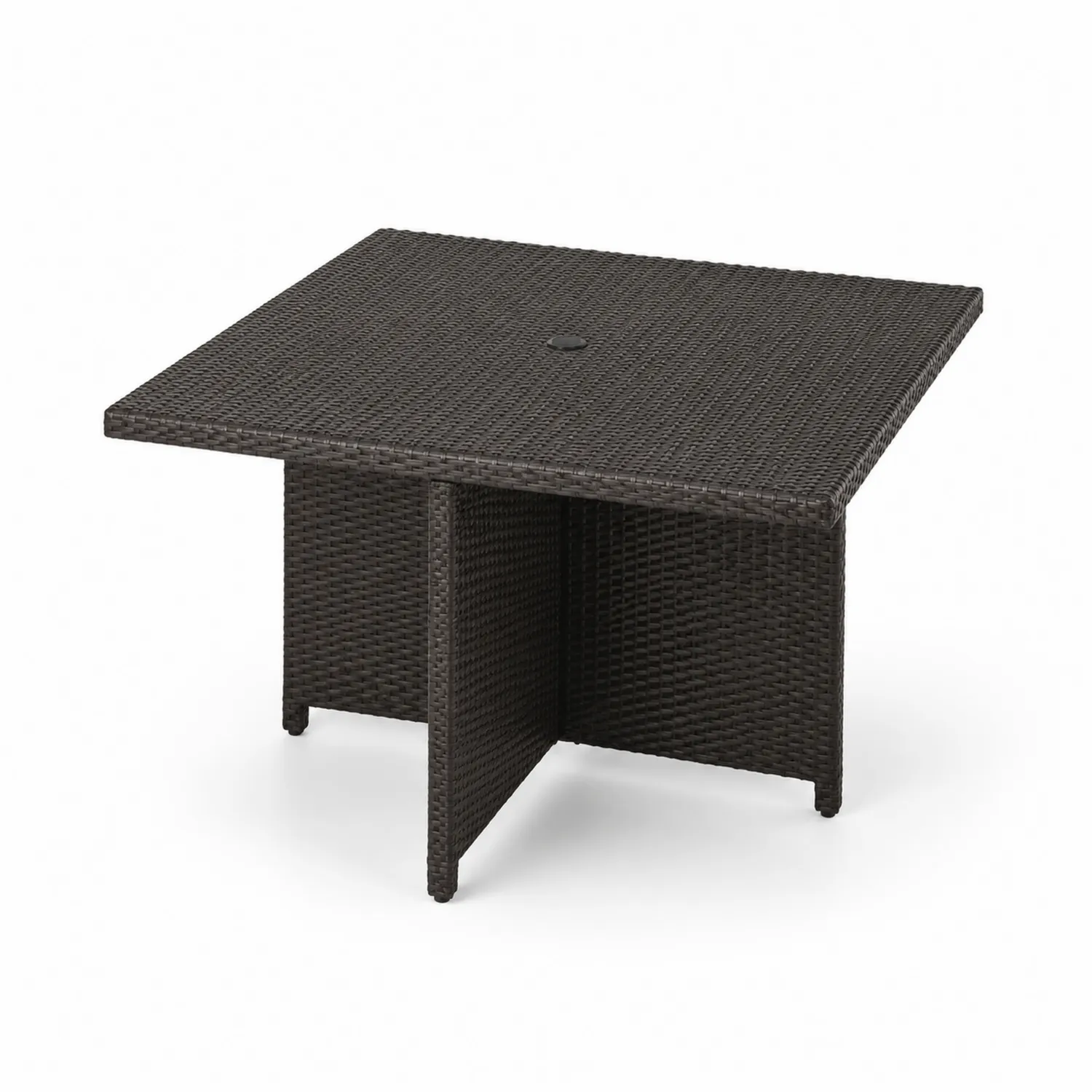 Tavolo da giardino quadrato in rattan marrone 90x90x74 cm