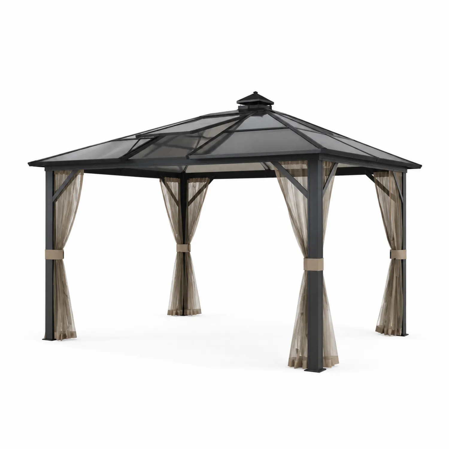 Gazebo da Giardino in Alluminio e Policarbonato Nero 400x300 cm