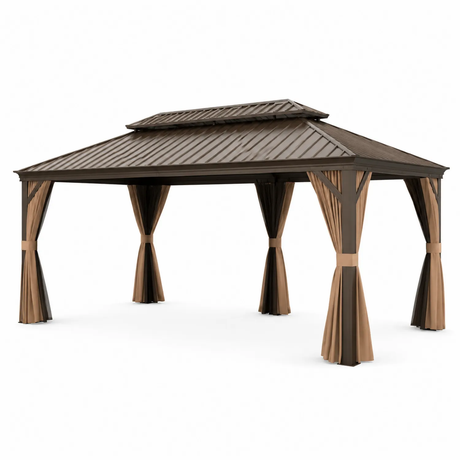 Gazebo rettangolare in metallo con tende in poliestere