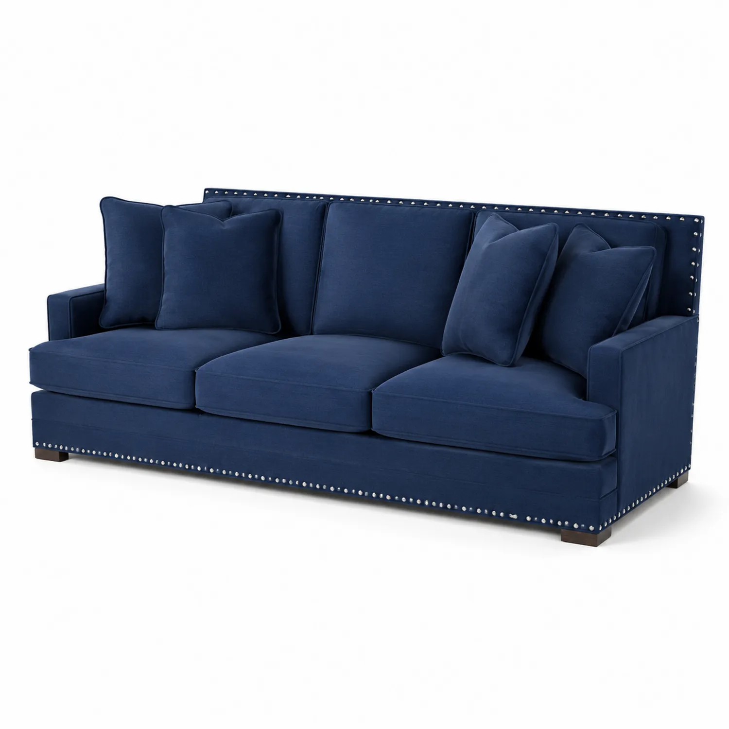 Divano in Velluto Blu con Borchie