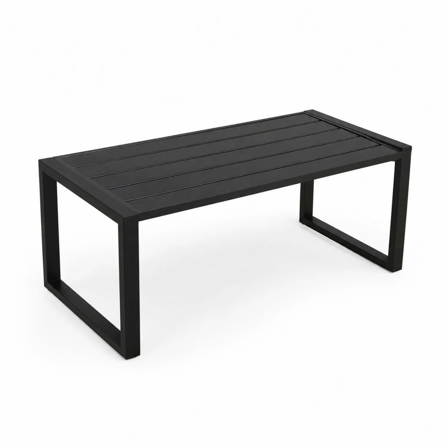 Tavolo rettangolare in metallo nero per esterni 200x100x75cm