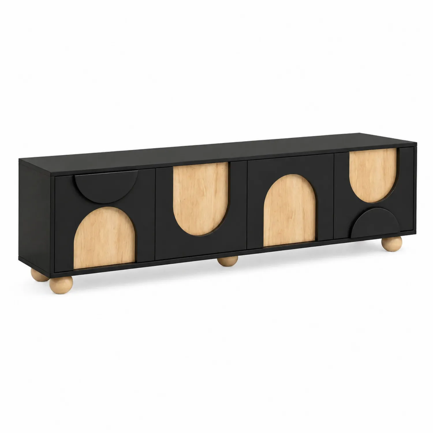 Mobile TV nero e legno MDF 180x40x50 cm