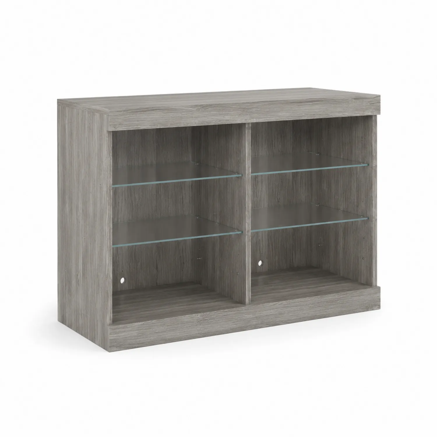Libreria in Legno con Mensole in Vetro Temperato Grigio