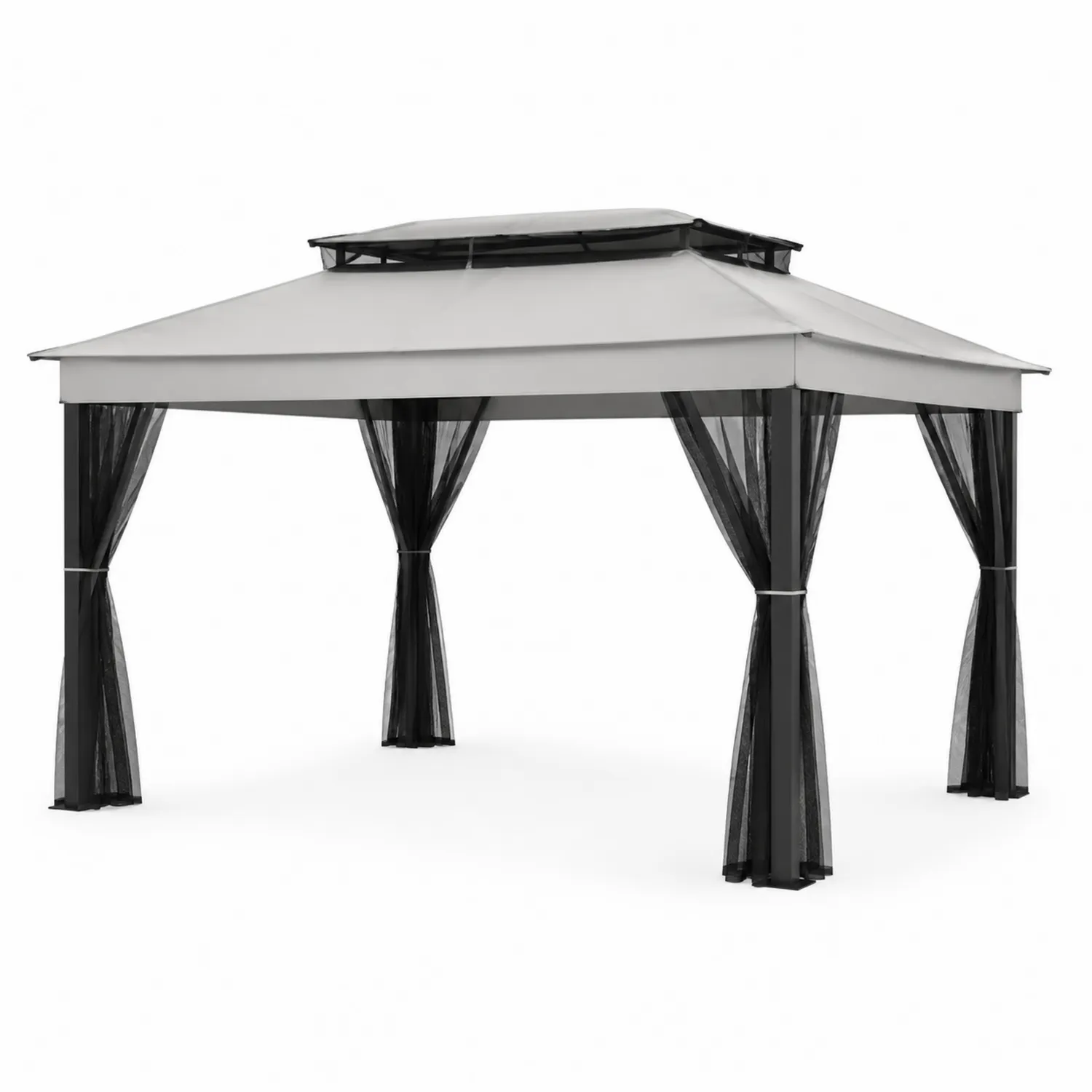 Gazebo da Giardino in Acciaio con Tetto in Tessuto Poliestere