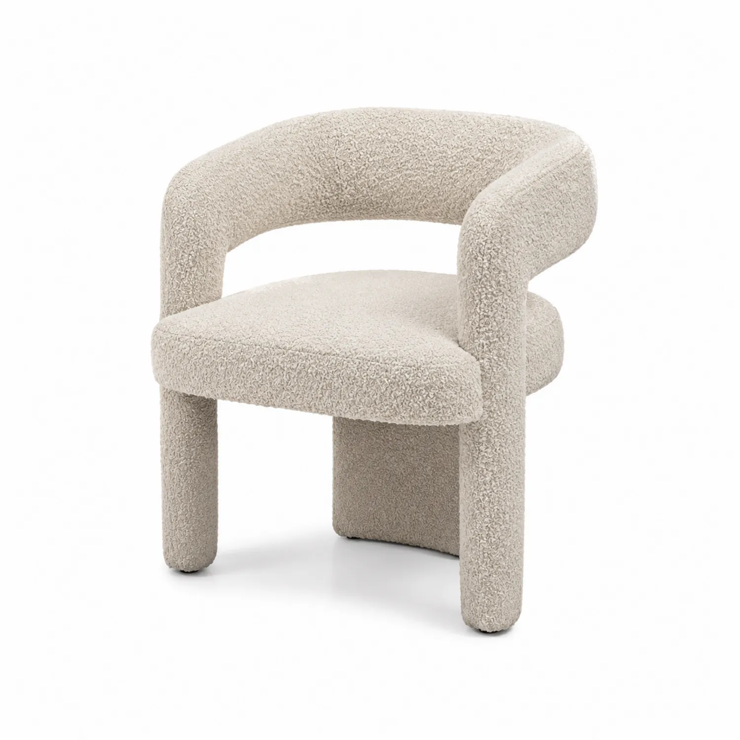 Sedia in Tessuto Bouclé Beige 57 cm
