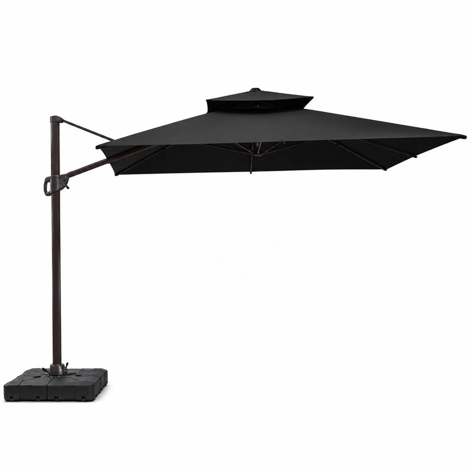 Ombrellone a braccio laterale rettangolare in alluminio e poliestere nero 300x400 cm