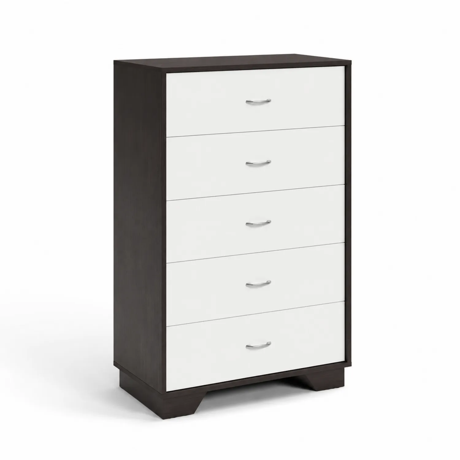 Cassettiera in Legno con 5 Cassetti Bianco e Nero