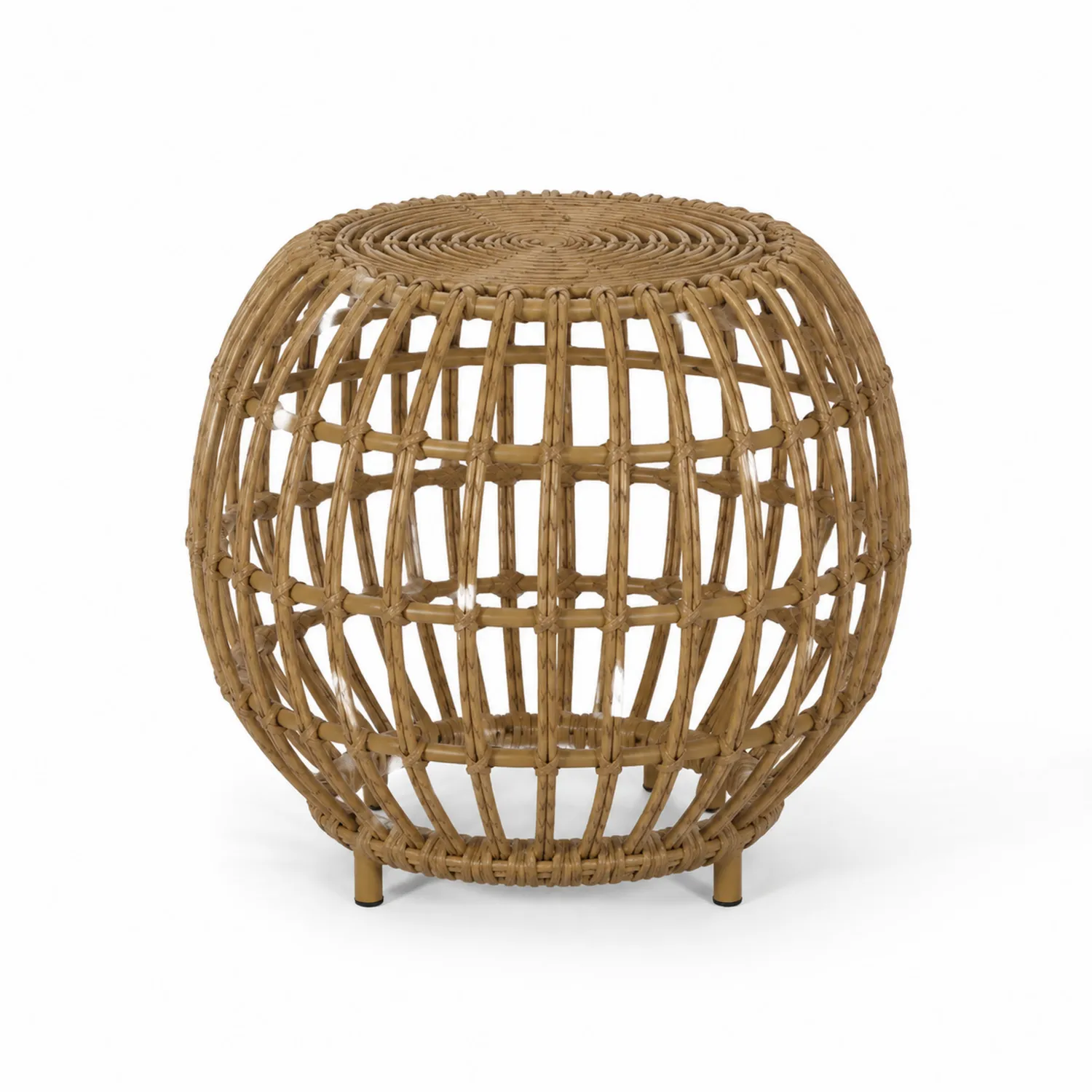 Tavolino Rotondo in Rattan Intrecciato