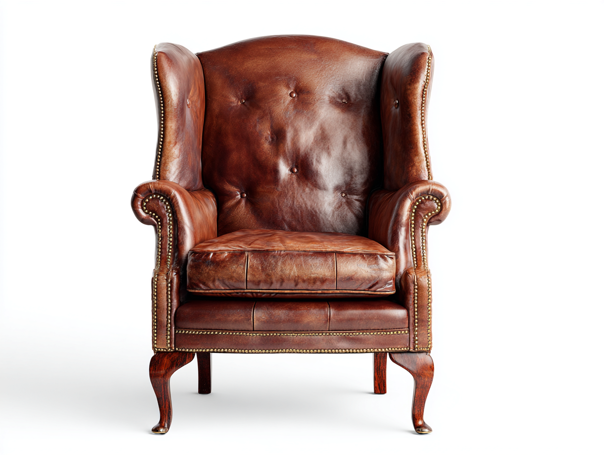Poltrona in pelle - Pelle-Legno - 84x90x110 cm - Marrone - Stile classico vintage-Niriajahaus