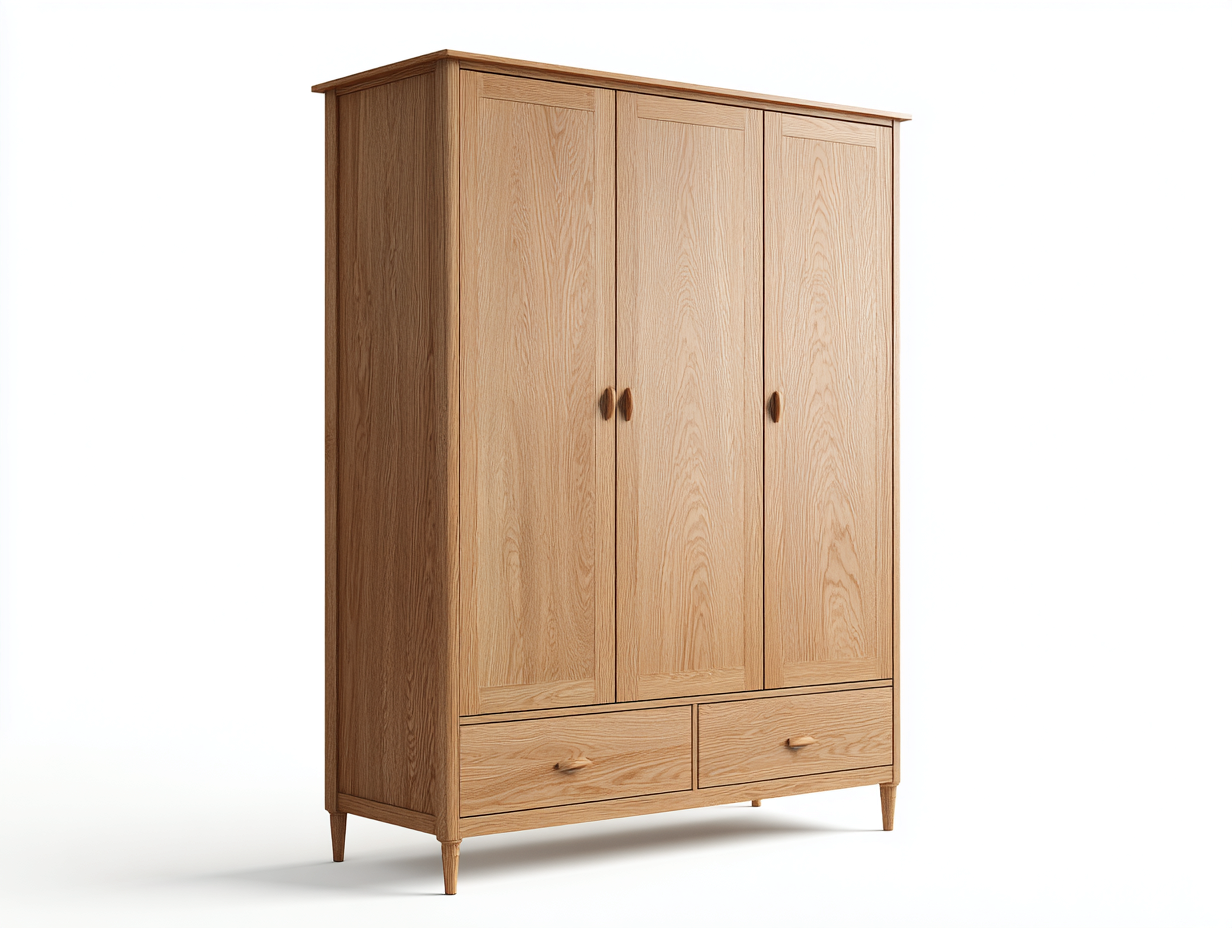 Armadio a 3 ante - legno ingegnerizzato - 156 x 60 x 195 cm - naturale - stile classico-Niriajahaus