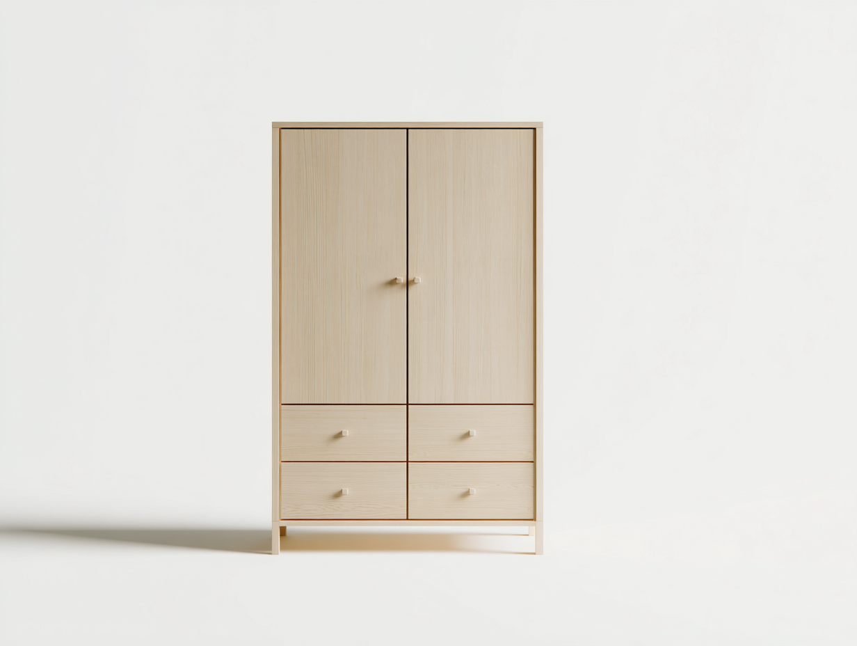 Armadio a 2 ante - legno ingegnerizzato - 95 x 48 x 178 cm - naturale - stile nordico-Niriajahaus