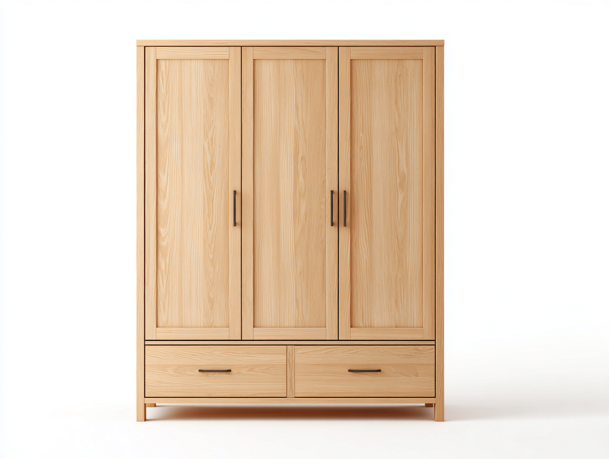 Armadio a 3 ante - legno ingegnerizzato - 152 x 60 x 192 cm - naturale - stile moderno-Niriajahaus