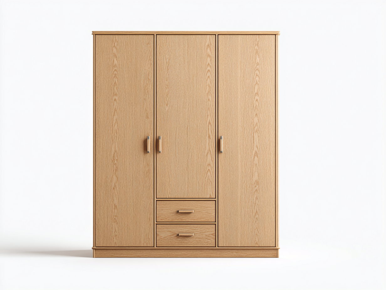 Armadio a 3 ante - legno ingegnerizzato - 150 x 58 x 190 cm - naturale - stile moderno-Niriajahaus