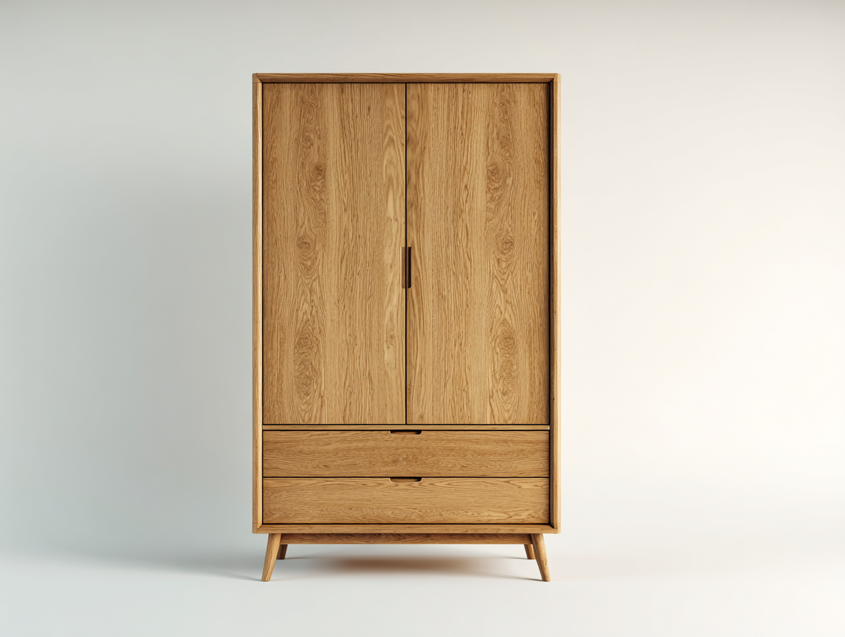 Armadio a 2 ante - legno ingegnerizzato - 103 x 57 x 186 cm - naturale - stile nordico-Niriajahaus