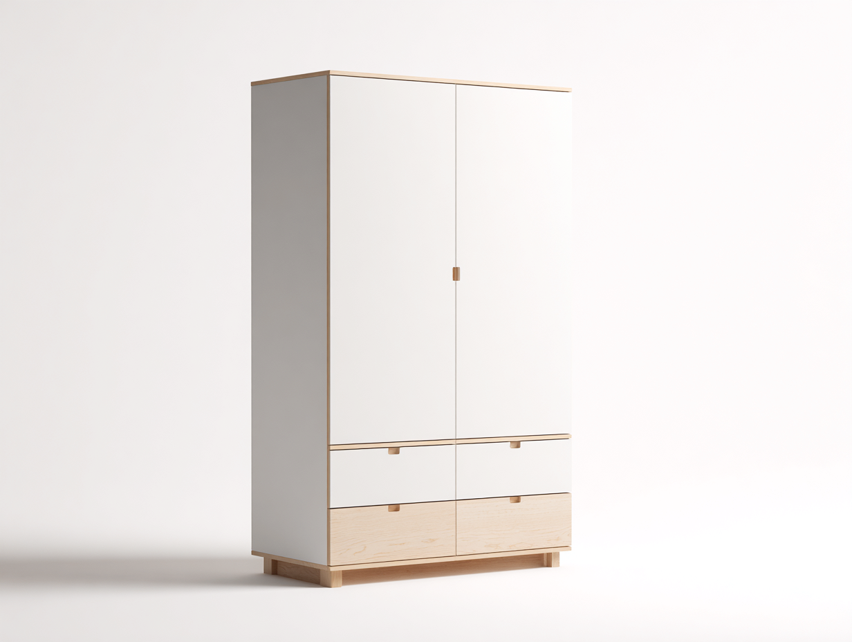 Armadio a 2 ante - legno ingegnerizzato - 102 x 54 x 185 cm - bianco-naturale - stile moderno-Niriajahaus